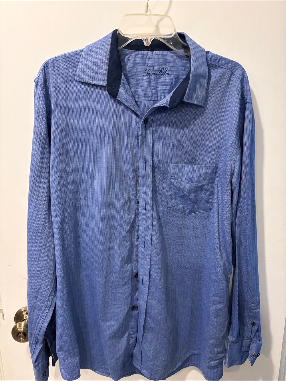 Tasso Elba Light Blue Long-Sleeve Button-Up Shirt size L (16- 161/2)